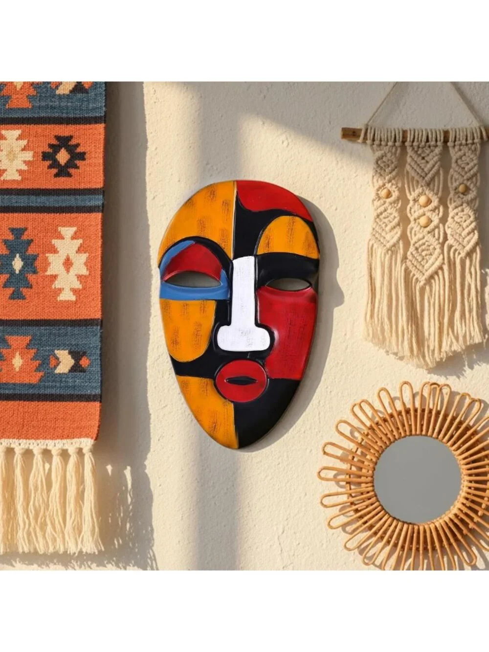 Abstract African Tribal Mask Wall Art Sculpture for Home Decor - Living Room